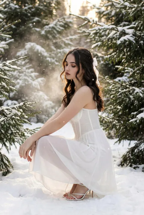 Magical Christmas Girl In Snow