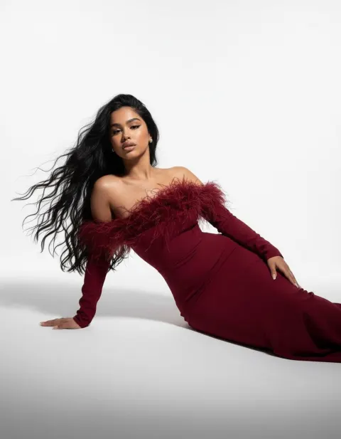 Wine Dress Spotlight Portrait