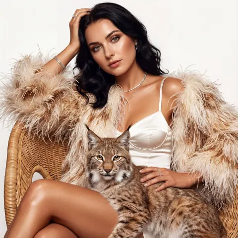 Elegant Woman with Lynx