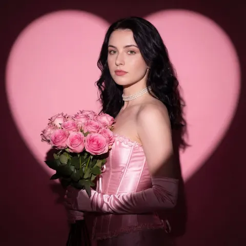 Pink Roses Heart Light Portrait