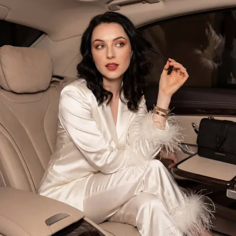 Elegant White Satin Luxury Car Style