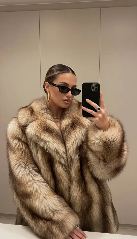 Glamorous Fur Mirror Selfie
