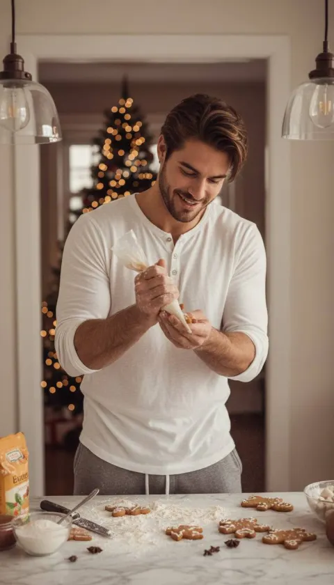 Cinematic Christmas Baking Portrait