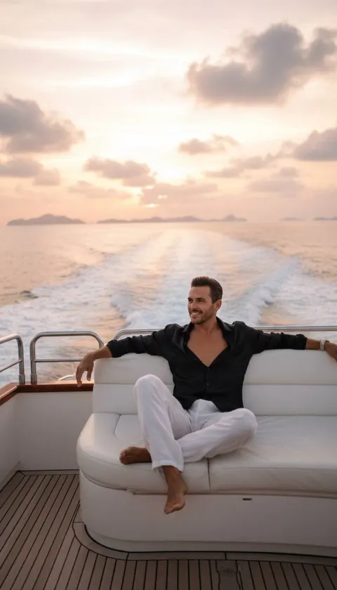 Luxury Yacht Sunset Relaxation