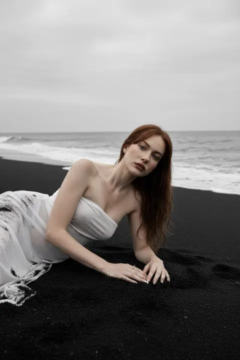 Ethereal Mermaid on Black Sand