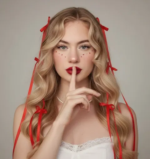 Red Ribbon Beauty Portrait