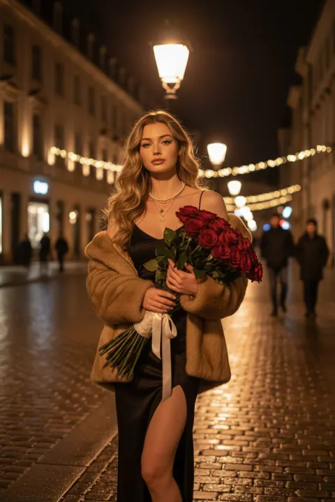 Cinematic Rose Night Portrait