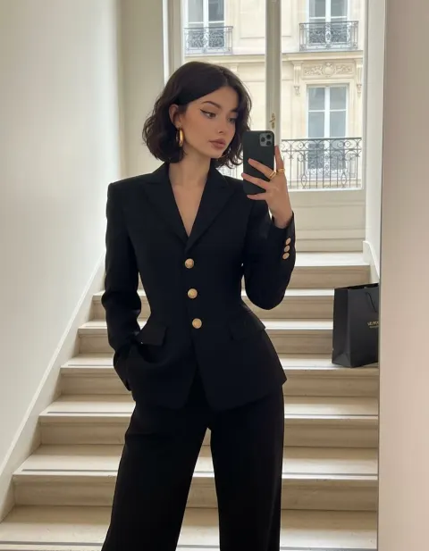 Stylish Woman Mirror Selfie Portrait