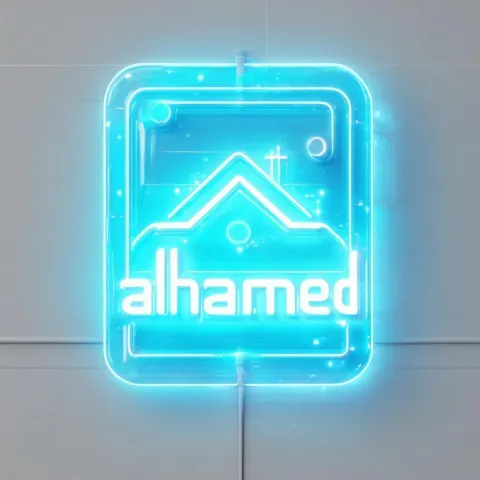 Alhamed Solar Shop Logo in Neon 3D