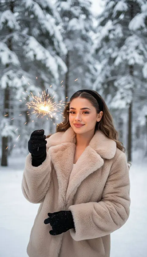 Winter Sparkler Portrait