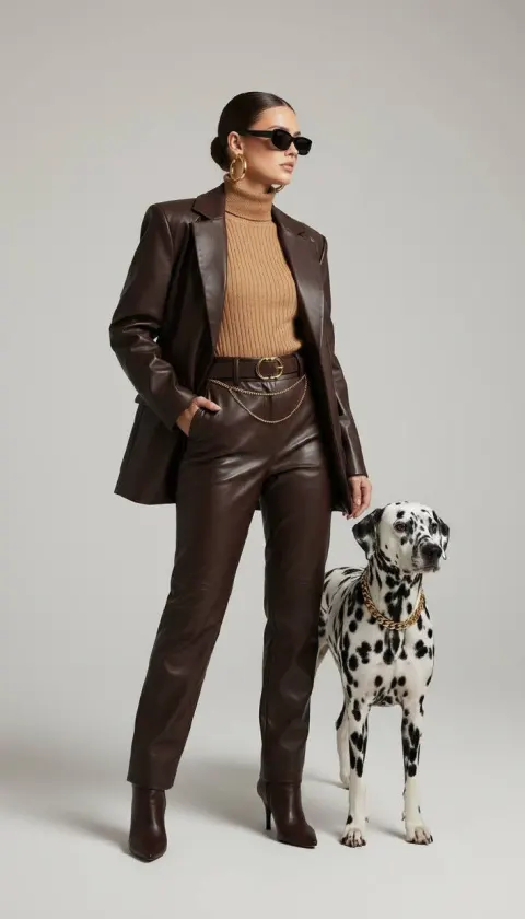 Chic Model with Dalmatian Dog