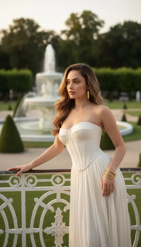 Elegant Portrait in Classical Garden