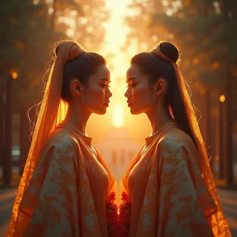 Symmetrical CineStill Dreamscape in Golden Light