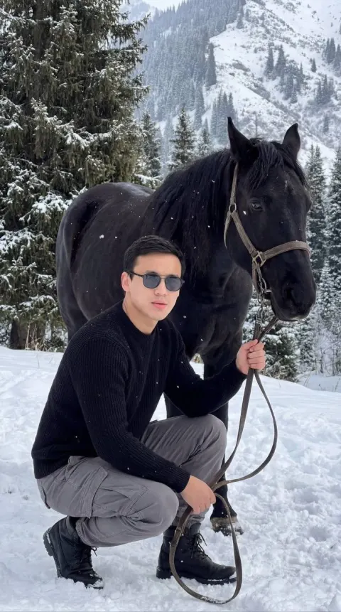 Man and Horse in Snow