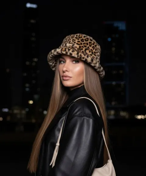 Slavic Model Night Portrait Flash