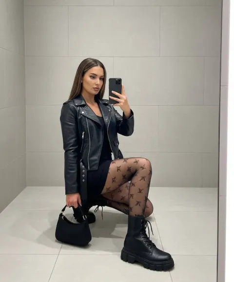 Edgy Mirror Selfie Fashion Pose