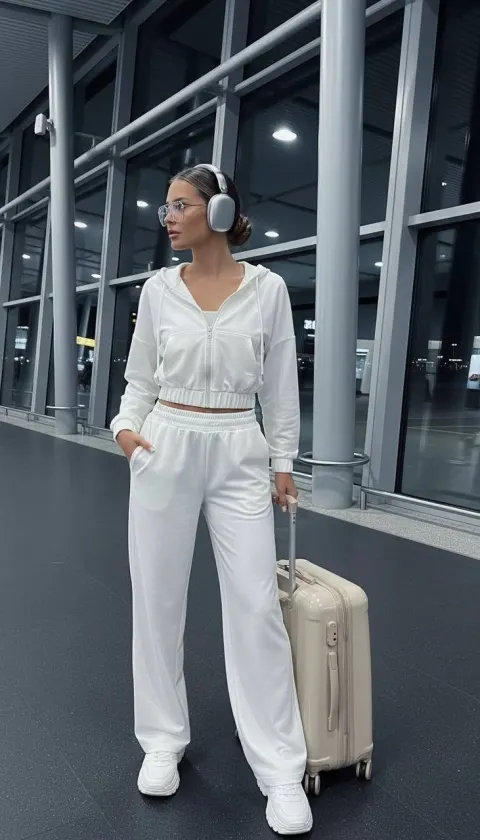 Stylish Pink Traveler Awaits Flight