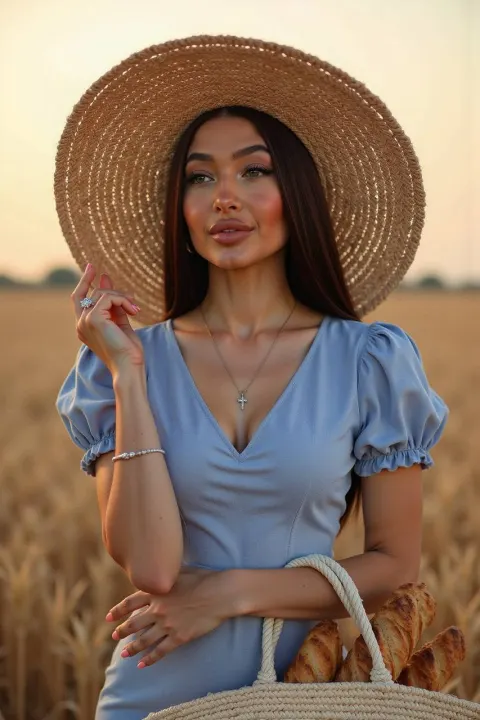 Golden Hour Portrait in Wheat Field