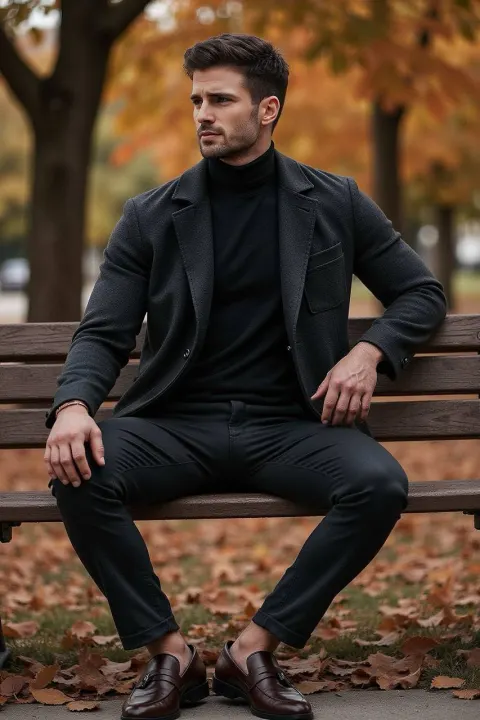 Stylish Man Autumn Park Editorial