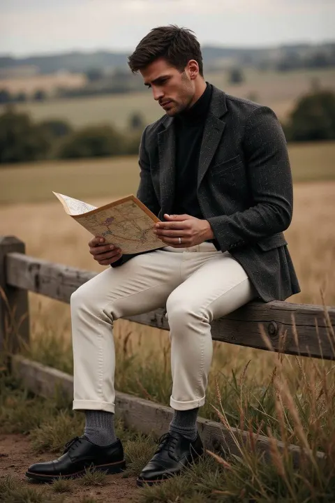 Gentleman Explorer in Countryside