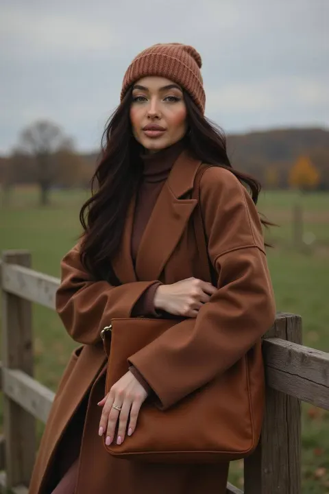 Cinematic Autumn Countryside Fashion Portrait