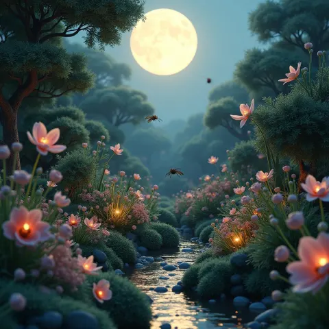 Lunar Lit 3D Garden of Flora and Insects