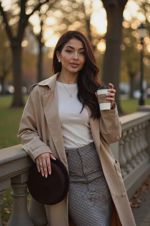 Autumn Coffee Portrait In Park