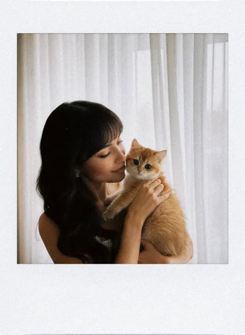 Polaroid Portrait Woman With Pet