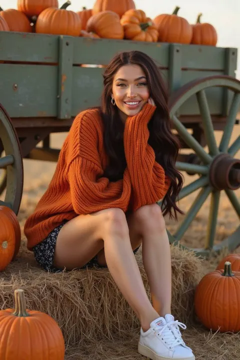 Autumn Pumpkin Fashion Editorial Portrait