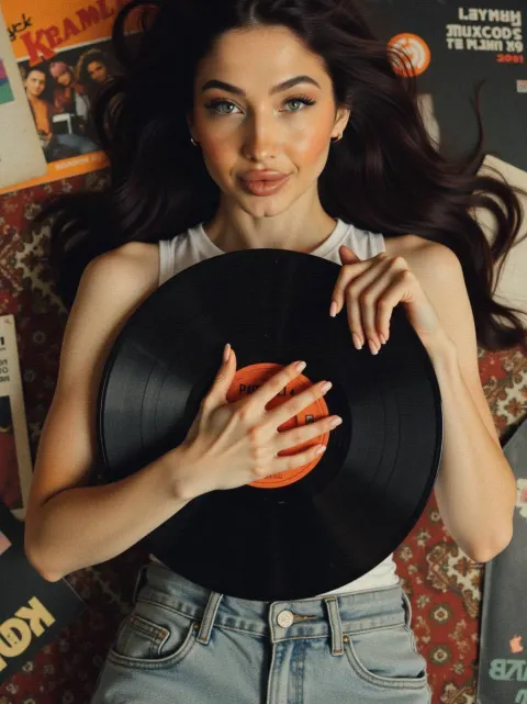 Retro Vinyl Girl Portrait