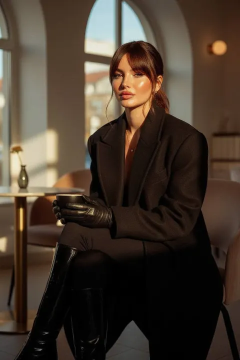 Cinematic Café Fashion Portrait