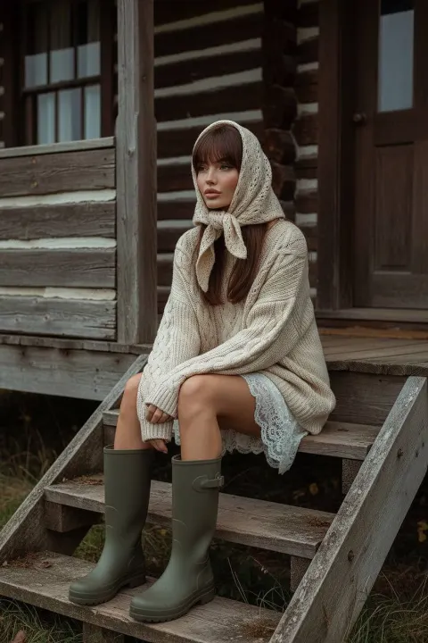Cottage Girl Autumn Reverie
