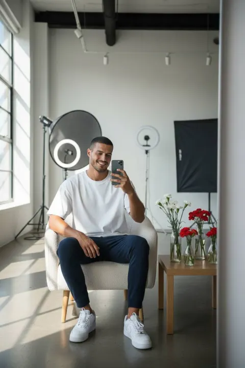 Cozy Studio Mirror Selfie