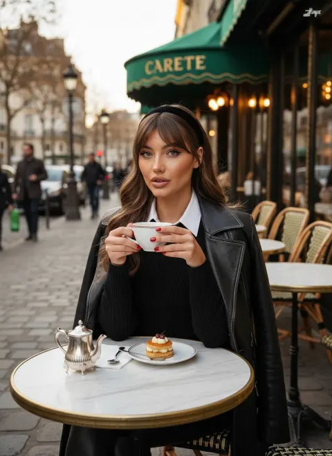 Elegant Parisian Café Portrait