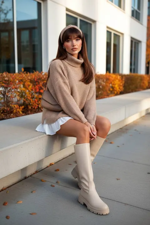 Latte Girl Autumn Fashion Portrait