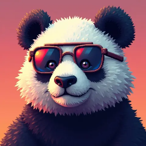 8 Bit Panda Wearing Pixel Aviator Glasses