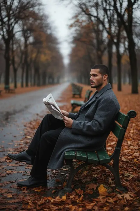 Solitary Autumn Reader on Bench
