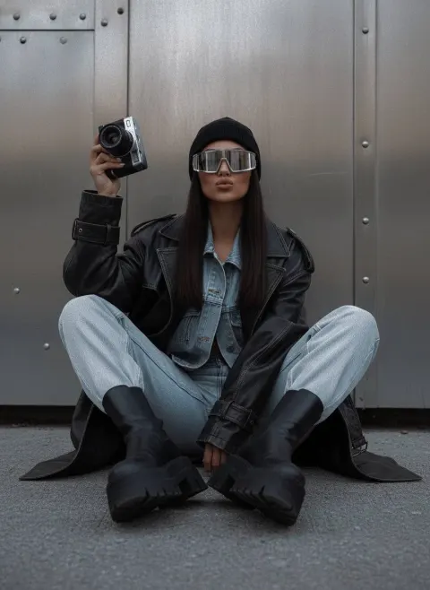 Grunge Chic Street Fashion Portrait
