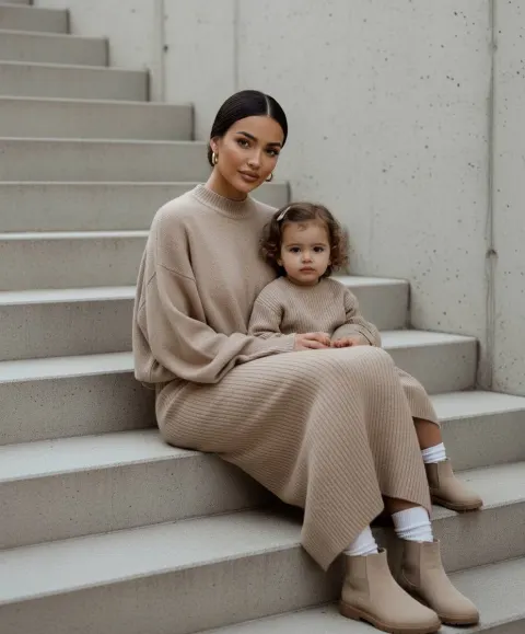 Mother Daughter Tender Stair Moment