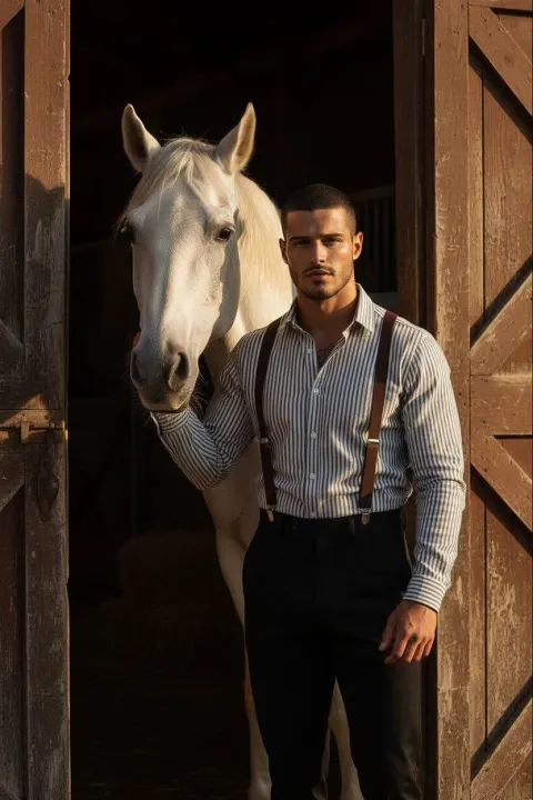 Stable Portrait with White Horse