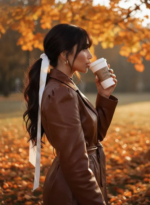 Autumn Coffee Girl Portrait