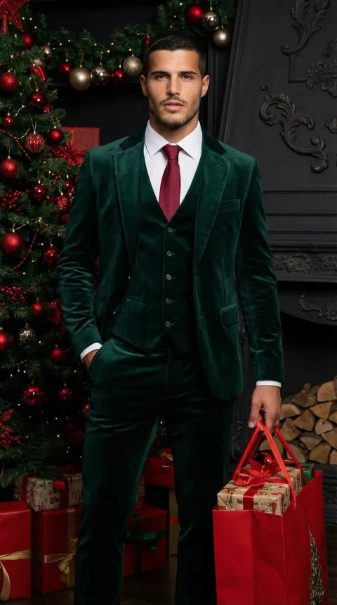 Emerald Velvet Christmas Gentleman Portrait