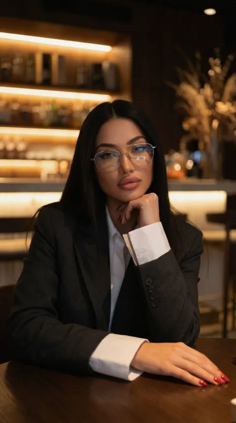 Elegant Woman Portrait in Dim Restaurant