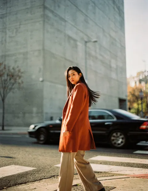 Autumn Street Fashion Cinematic Portrait