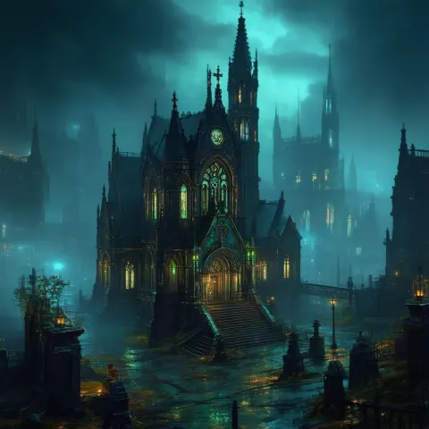 Victorian Church Wired With Cybernetic Neon