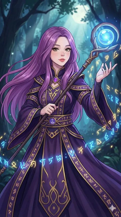 Purple Witch Moonlight Spell