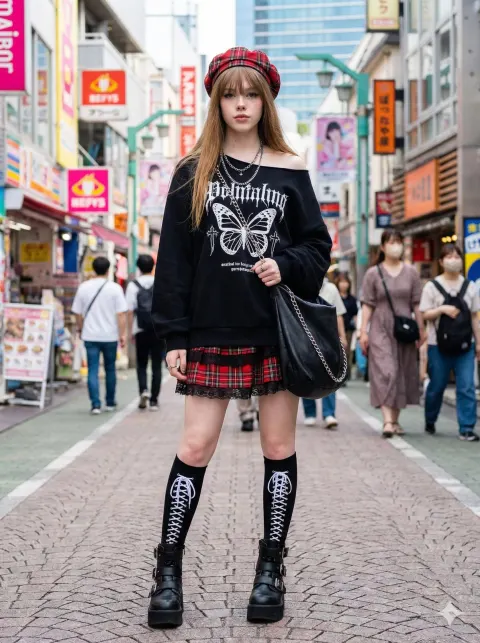 Harajuku Dark Coquette Street Style