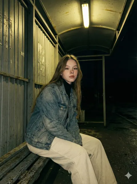 Alone at Night Bus Stop