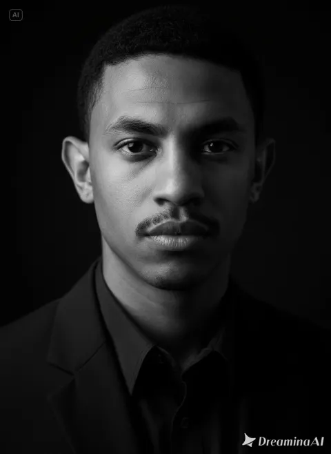 Dramatic Black White Portrait