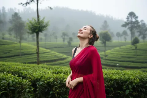 Rain-Kissed Saree Portrait